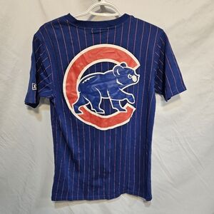 New Era Chicago Cubs Logo City Arch Tee Shirt Men's Small Pinstripe Cubbies 1876